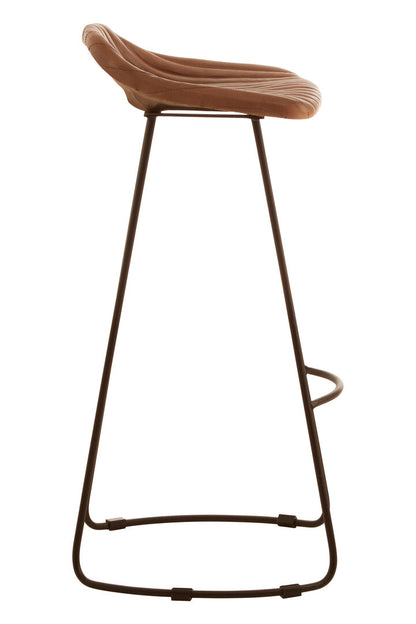 Dakota Light Brown Leather Bar Stool With Footrest