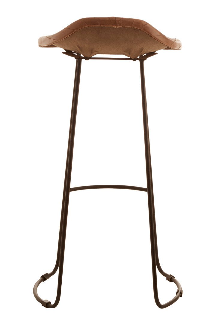 Dakota Light Brown Leather Bar Stool With Footrest