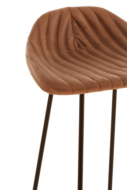 Dakota Light Brown Leather Bar Stool With Footrest