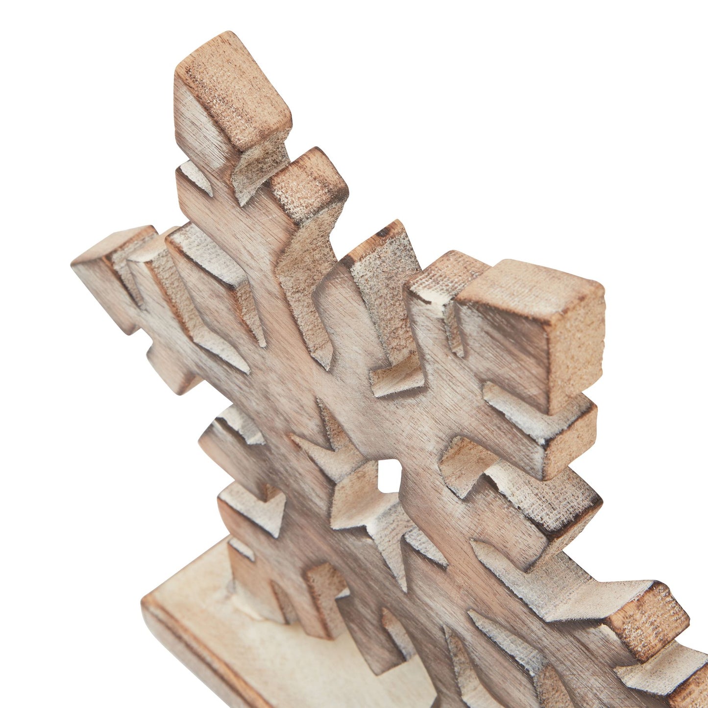 White Wash Collection Wooden Snowflake Decoration - Christmas Room Decorations from the Quanta Home collection.