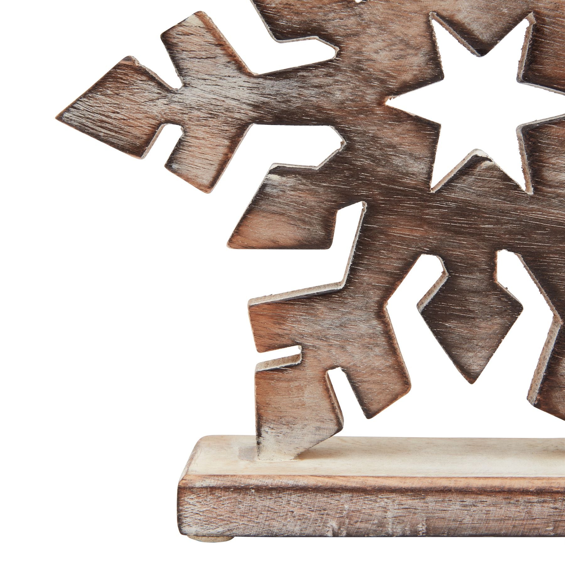 White Wash Collection Wooden Snowflake Decoration - Christmas Room Decorations from the Quanta Home collection.