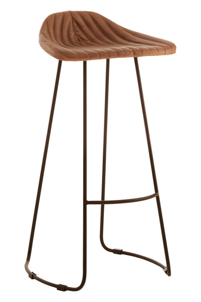 Dakota Light Brown Leather Bar Stool With Footrest
