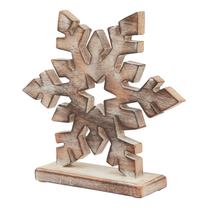 White Wash Collection Wooden Snowflake Decoration - Christmas Room Decorations from the Quanta Home collection.