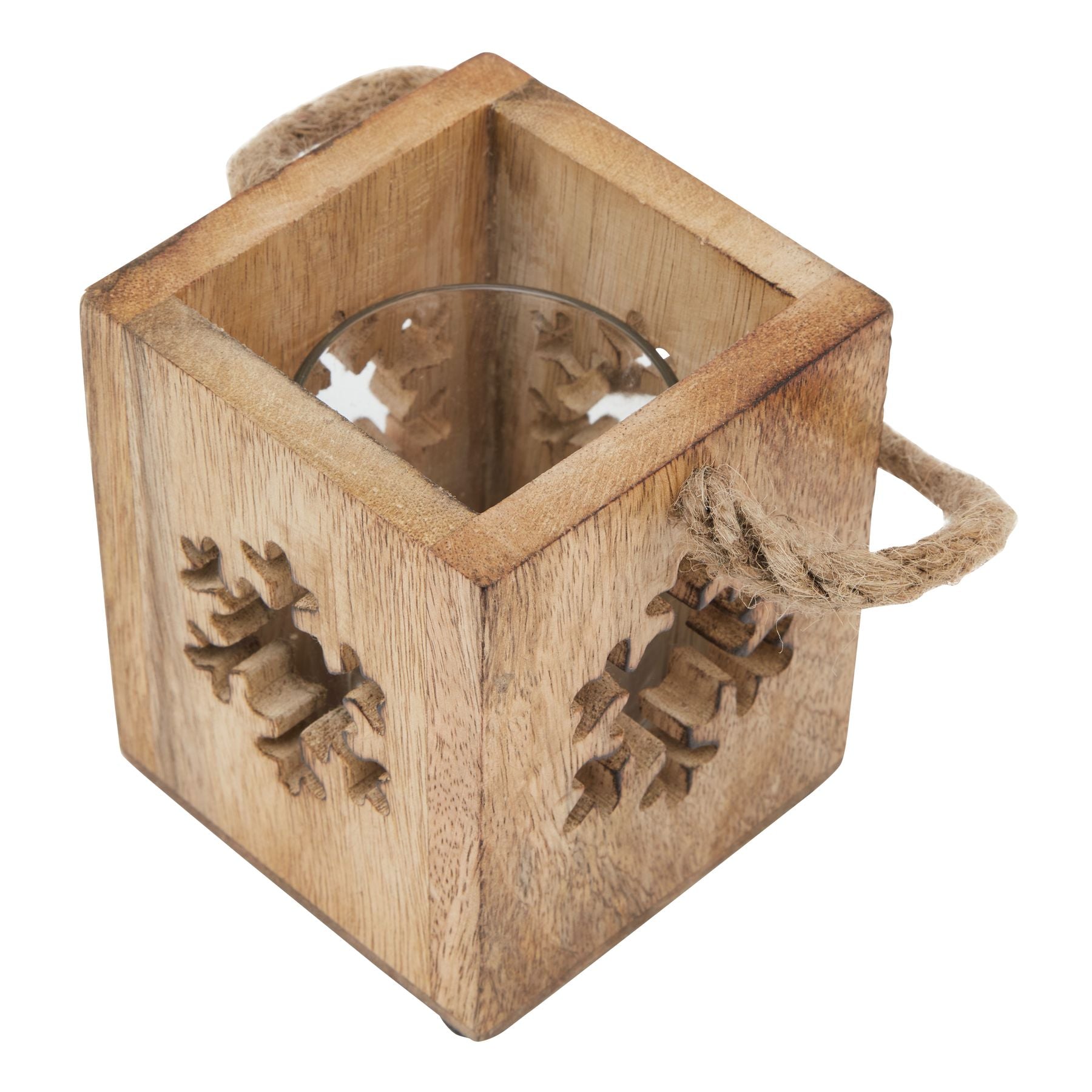 Natural Wooden Small Snowflake Tealight Candle Holder - Christmas Candles & Candle Accessories from the Quanta Home collection.