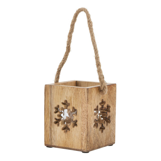 Natural Wooden Small Snowflake Tealight Candle Holder - Christmas Candles & Candle Accessories from the Quanta Home collection.