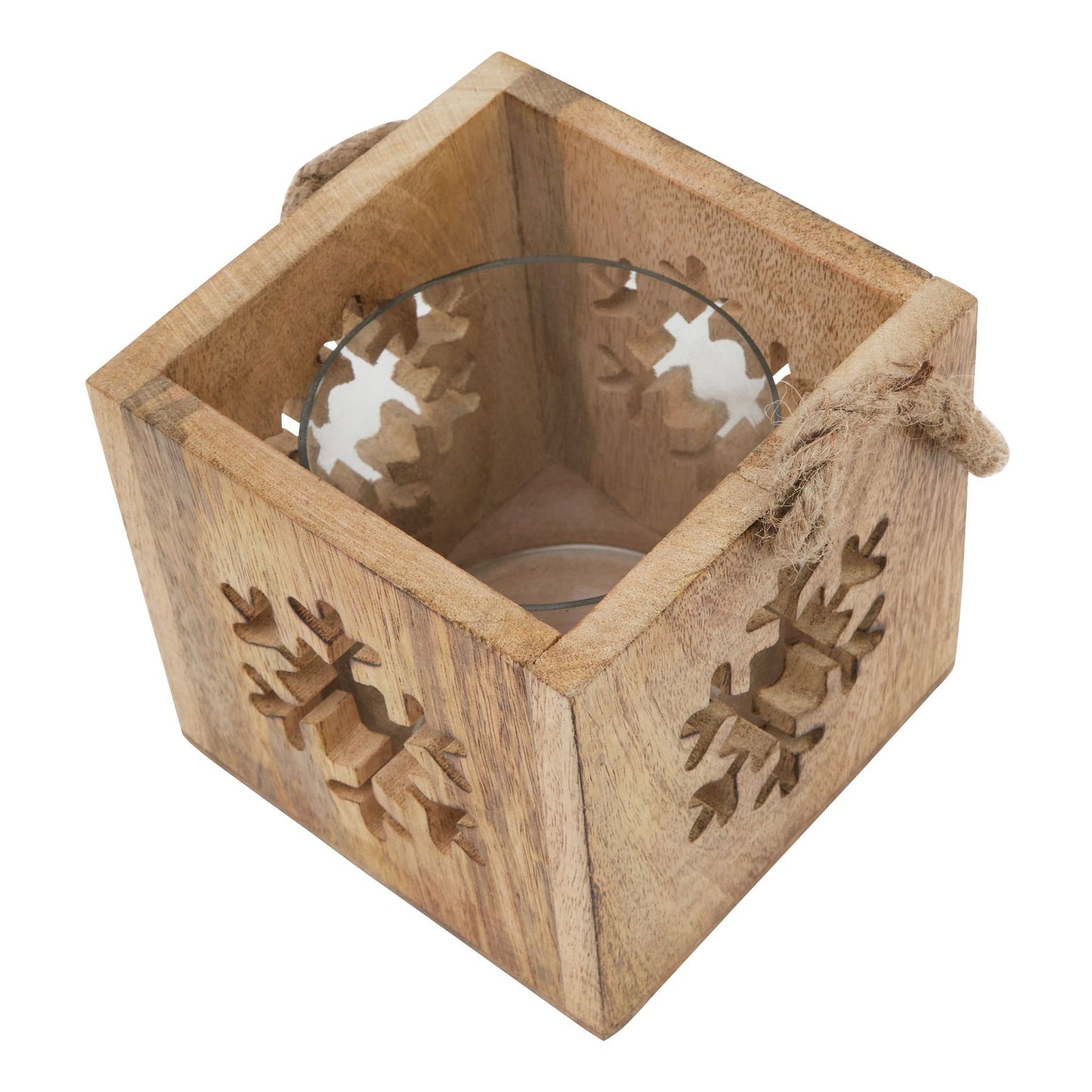 Natural Wooden Snowflake Tealight Candle Holder - Christmas Candles & Candle Accessories from the Quanta Home collection.