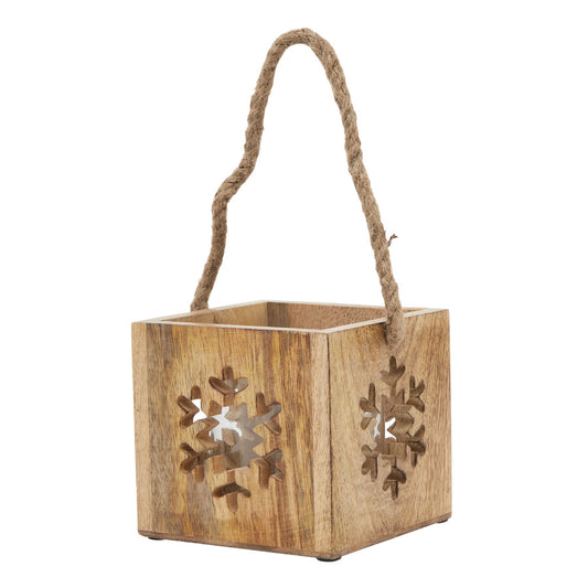 Natural Wooden Snowflake Tealight Candle Holder - Christmas Candles & Candle Accessories from the Quanta Home collection.