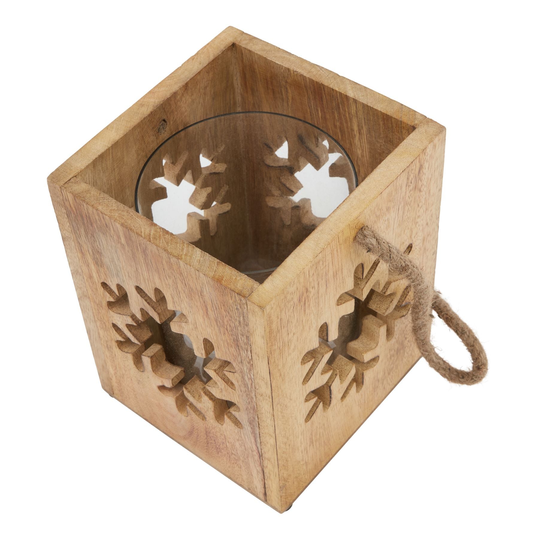 Natural Wooden Large Snowflake Tealight Candle Holder - Christmas Candles & Candle Accessories from the Quanta Home collection.