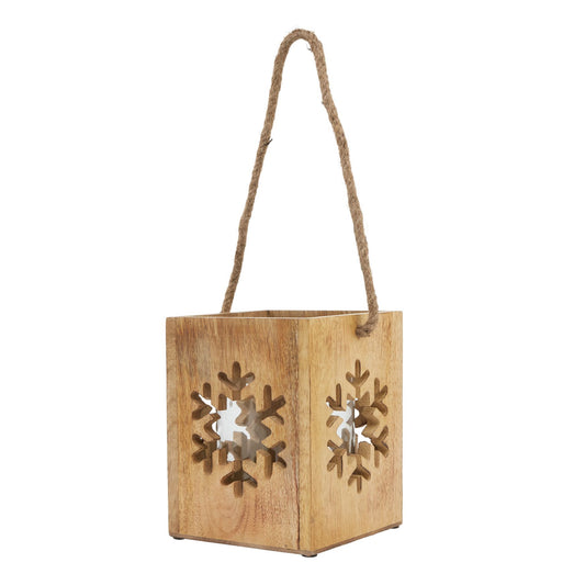 Natural Wooden Large Snowflake Tealight Candle Holder - Christmas Candles & Candle Accessories from the Quanta Home collection.