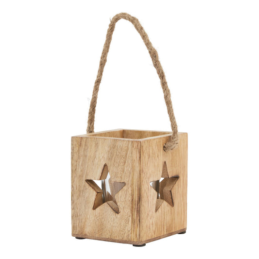 Natural Wooden Small Star Tealight Candle Holder - Christmas Candles & Candle Accessories from the Quanta Home collection.