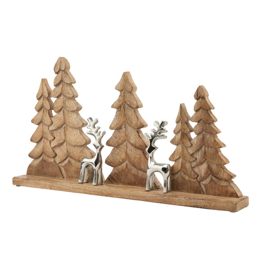 Wood And Metal Tree And Reindeer Decoration - Christmas Room Decorations from the Quanta Home collection.