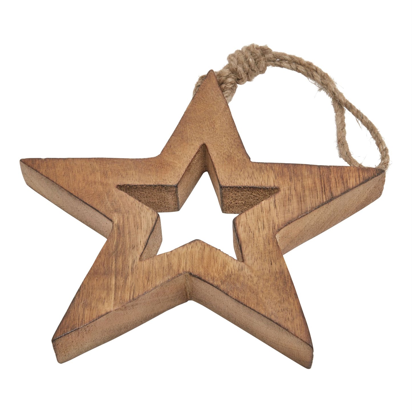 Natural Wooden Hanging Star - Christmas Baubles from the Quanta Home collection.