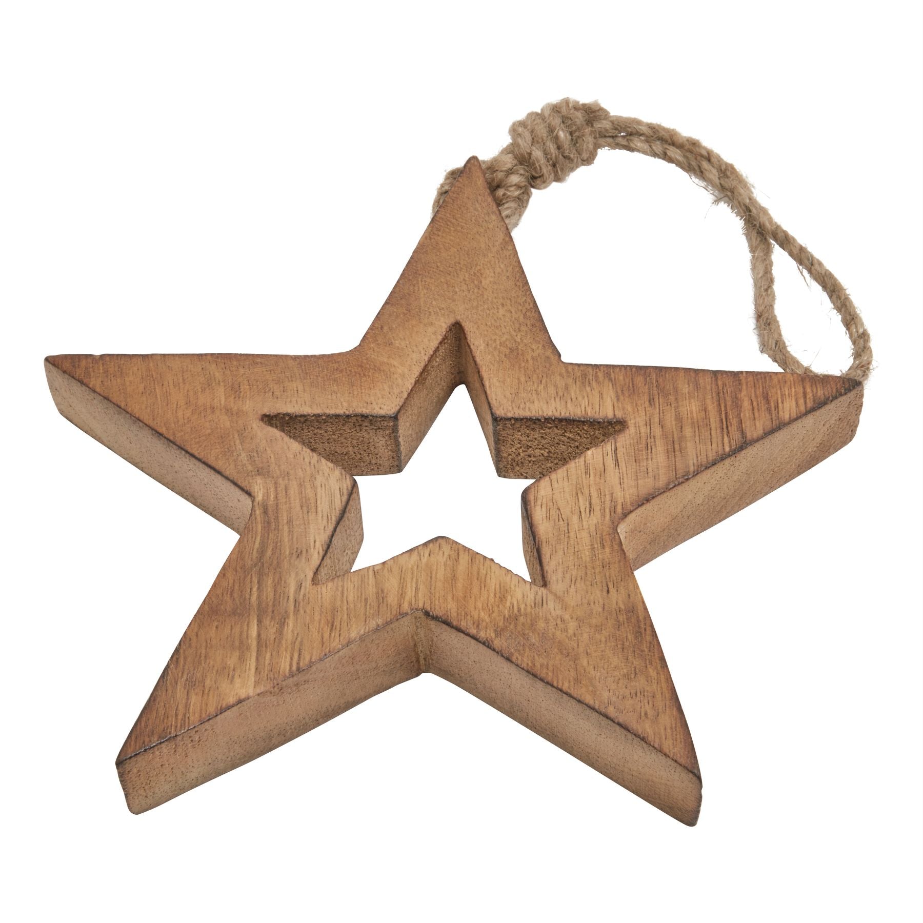Natural Wooden Hanging Star - Christmas Baubles from the Quanta Home collection.