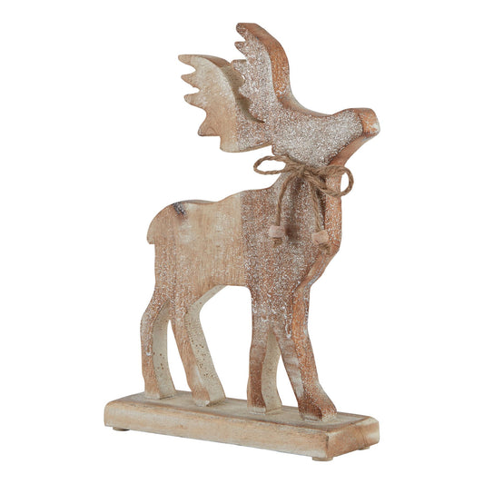 White Wash Collection Wooden Sparkle Stag Decoration - Christmas Room Decorations from the Quanta Home collection.