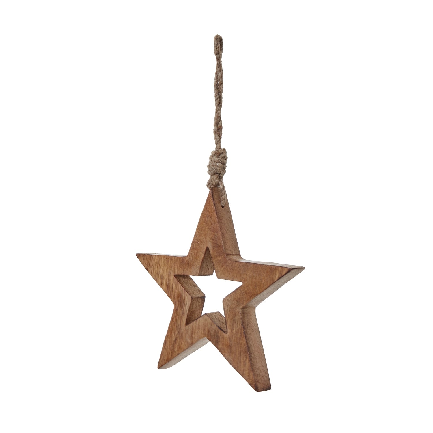 White Wash Collection Wooden Hanging Star Decoration - Christmas Baubles from the Quanta Home collection.
