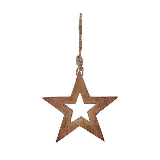 White Wash Collection Wooden Hanging Star Decoration - Christmas Baubles from the Quanta Home collection.