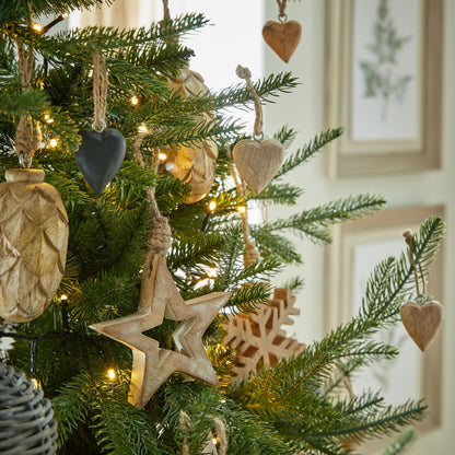 Pack Of 90 Wooden Heart Hanging Decorations - Christmas Baubles from the Quanta Home collection.