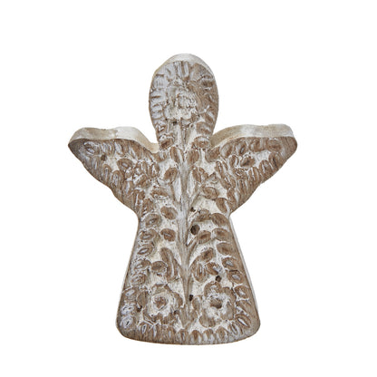 White Wash Collection Patterned Angel Decoration - Christmas Room Decorations from the Quanta Home collection.