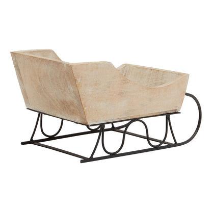 White Wash Collection Wooden Decorative Sleigh - Christmas Room Decorations from the Quanta Home collection.