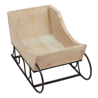 White Wash Collection Wooden Decorative Sleigh - Christmas Room Decorations from the Quanta Home collection.
