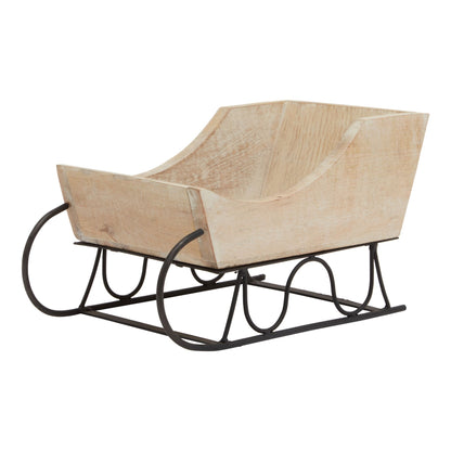 White Wash Collection Wooden Decorative Sleigh - Christmas Room Decorations from the Quanta Home collection.