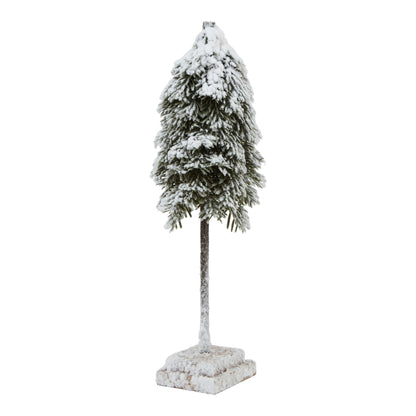 Medium Snowy Cedar Tree On Wood Block - Christmas Room Decorations from the Quanta Home collection.