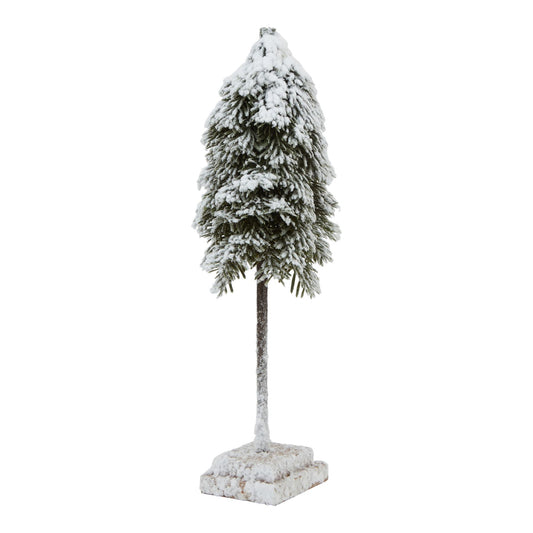 Medium Snowy Cedar Tree On Wood Block - Christmas Room Decorations from the Quanta Home collection.