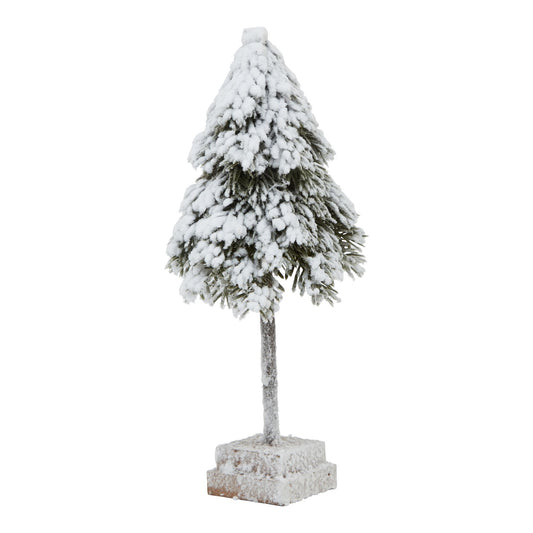 Small Snowy Cedar Tree On Wood Block - Christmas Room Decorations from the Quanta Home collection.
