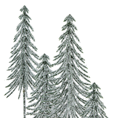 Small Snowy Spindle Tree Quad In Wood Log - Christmas Room Decorations from the Quanta Home collection.