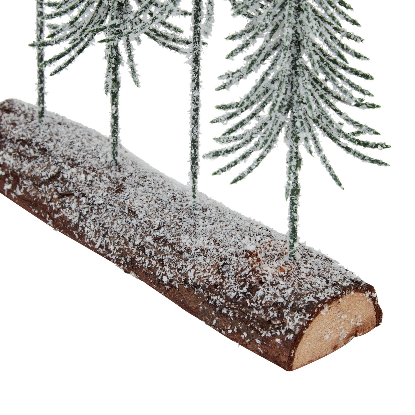 Small Snowy Spindle Tree Quad In Wood Log - Christmas Room Decorations from the Quanta Home collection.