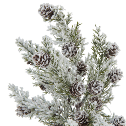 Small Snowy Fir Tree With Pinecones In Wood Log - Christmas Room Decorations from the Quanta Home collection.