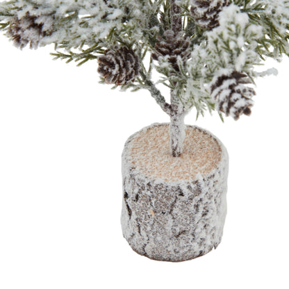 Small Snowy Fir Tree With Pinecones In Wood Log - Christmas Room Decorations from the Quanta Home collection.