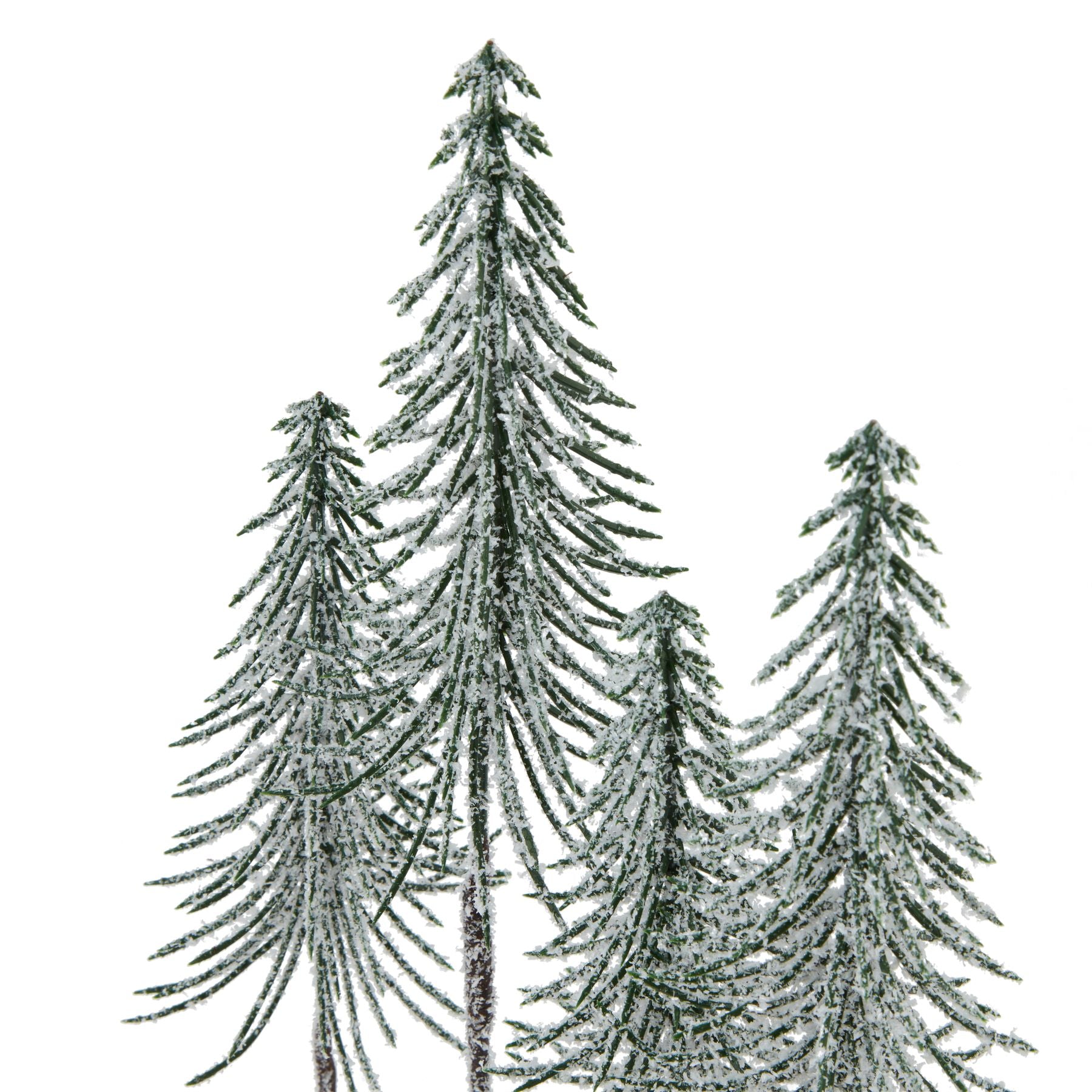 Medium Snowy Spindle Tree Quad In Wood Log - Christmas Room Decorations from the Quanta Home collection.