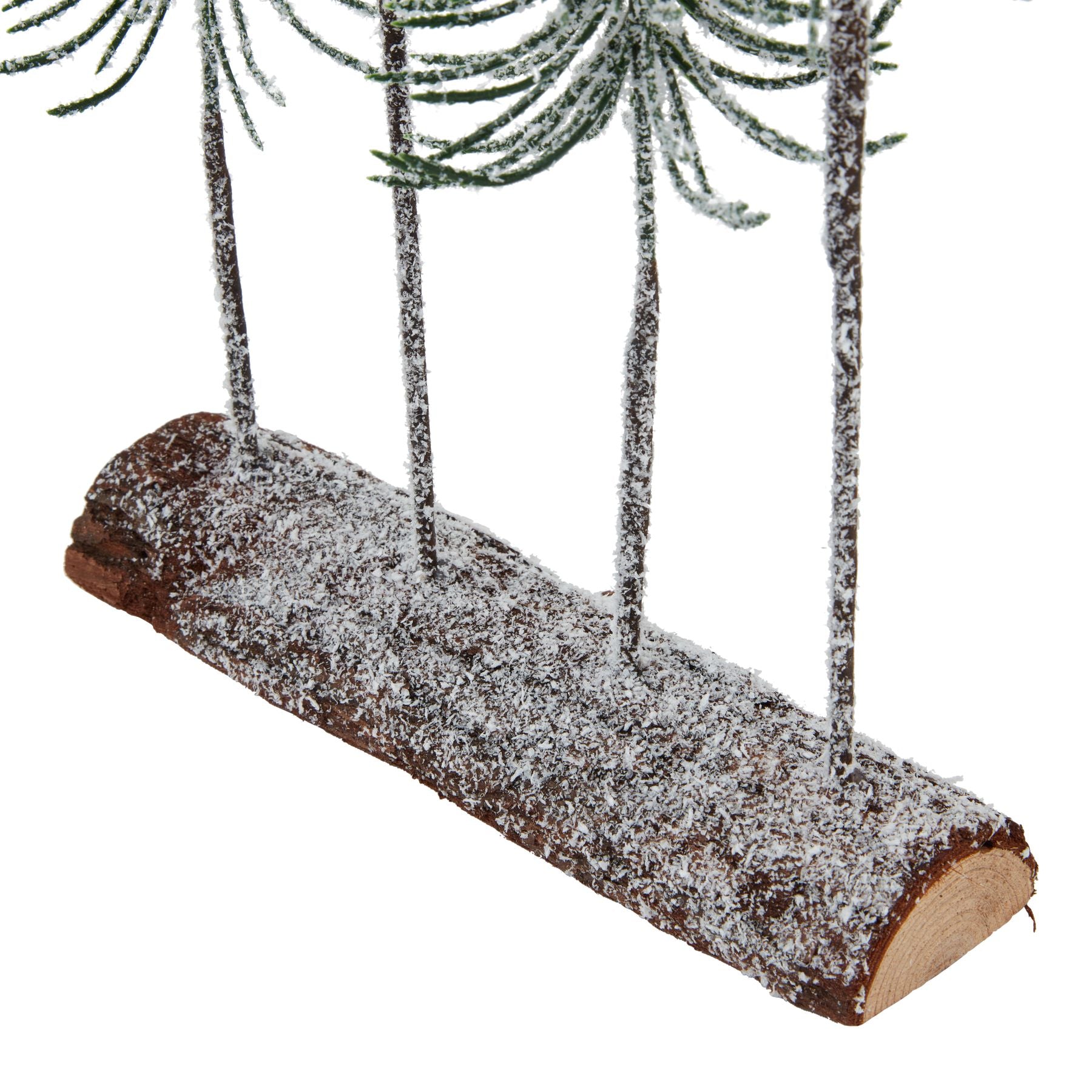 Medium Snowy Spindle Tree Quad In Wood Log - Christmas Room Decorations from the Quanta Home collection.