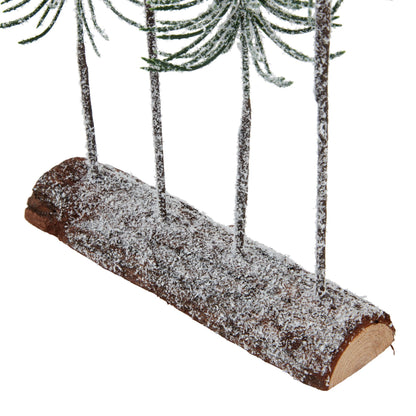 Medium Snowy Spindle Tree Quad In Wood Log - Christmas Room Decorations from the Quanta Home collection.