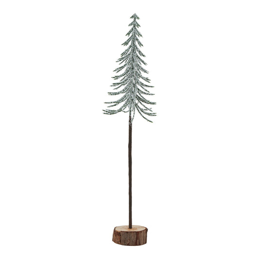 Large Snowy Spindle Tree In Wood Log - Christmas Room Decorations from the Quanta Home collection.