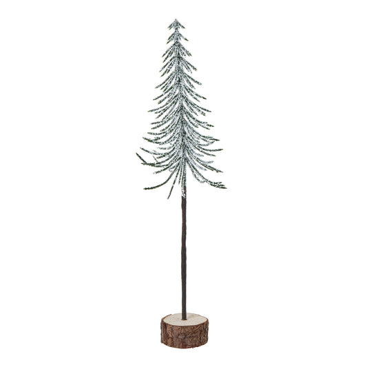 Medium Snowy Spindle Tree In Wood Log - Christmas Room Decorations from the Quanta Home collection.