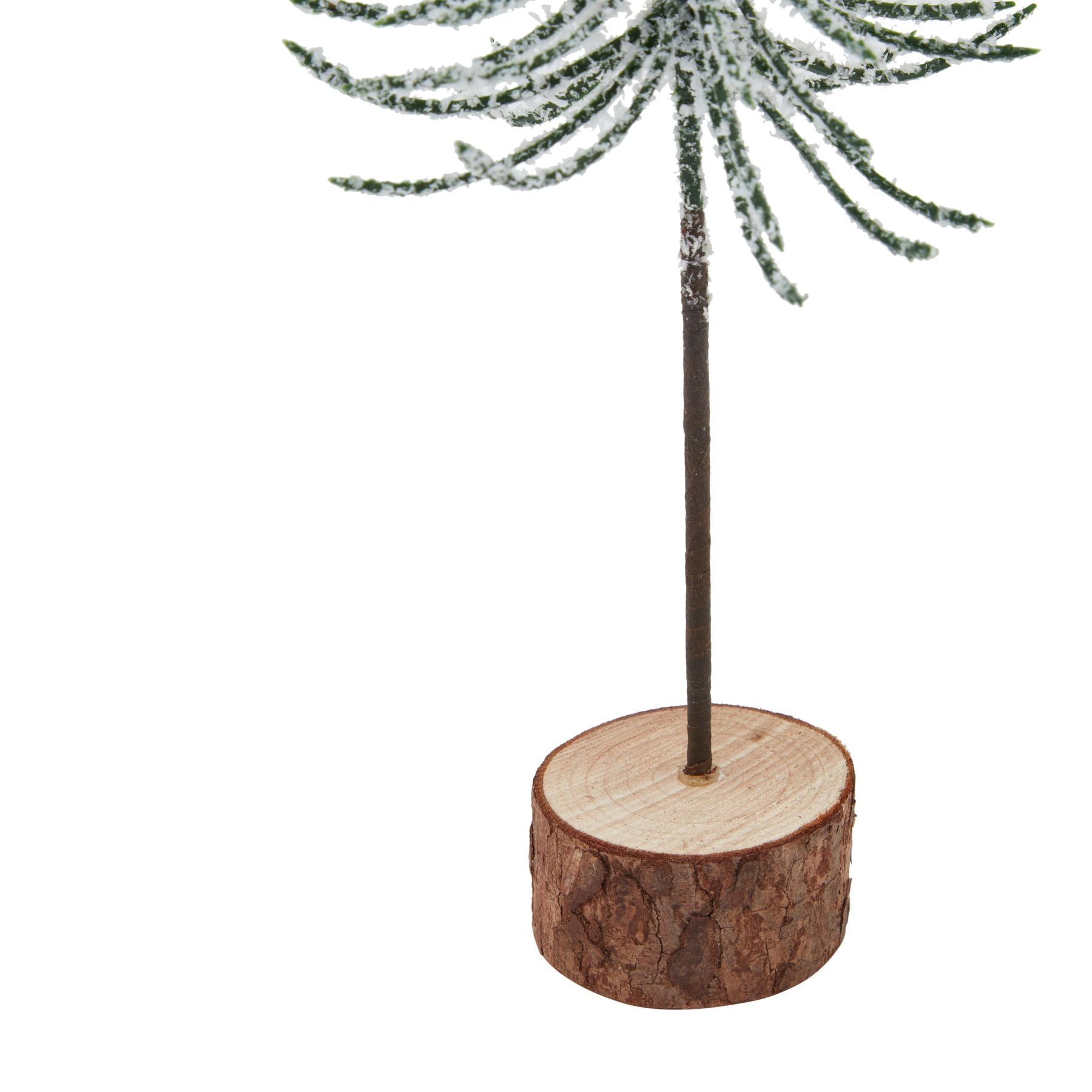 Small Snowy Spindle Tree In Wood Log - Christmas Room Decorations from the Quanta Home collection.