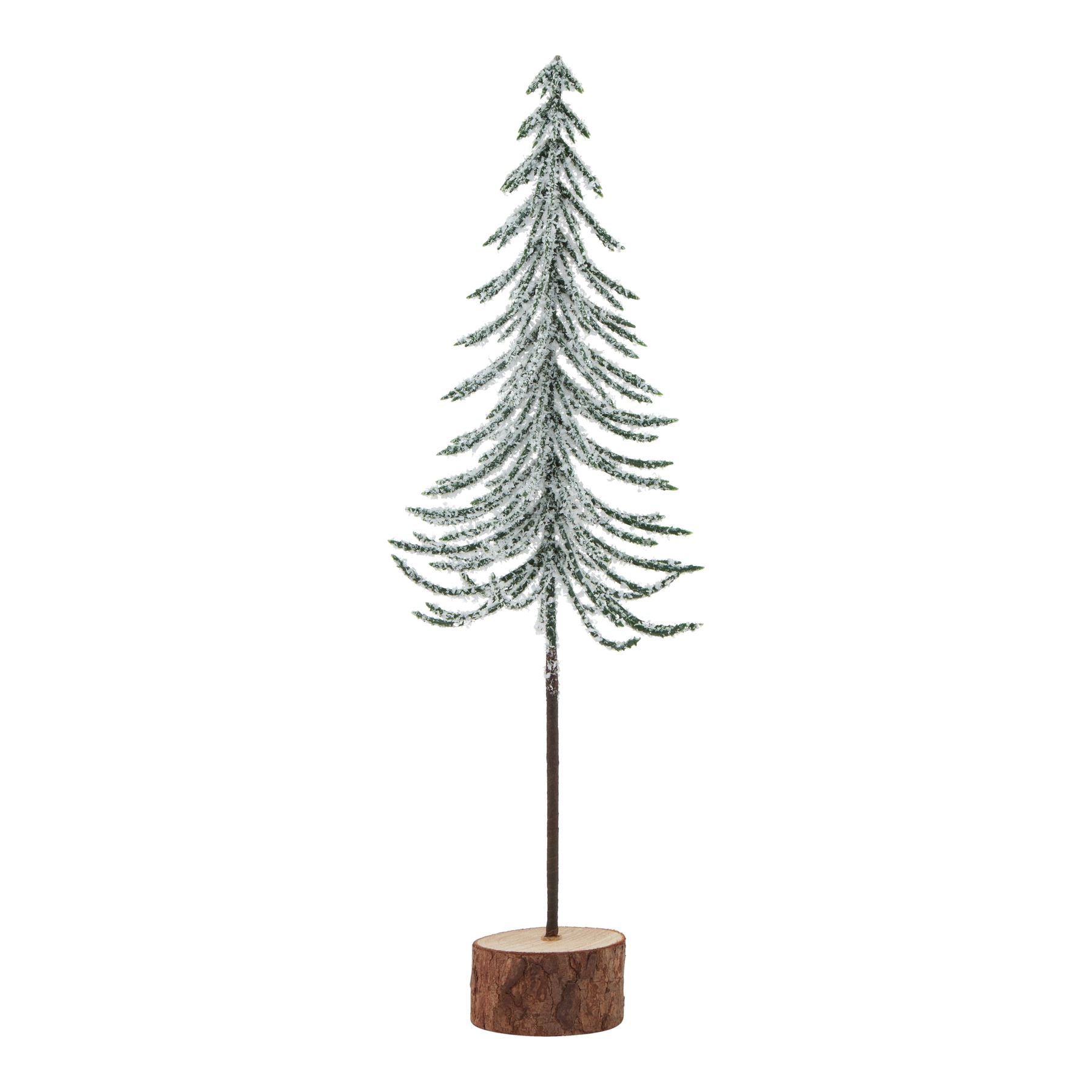 Small Snowy Spindle Tree In Wood Log - Christmas Room Decorations from the Quanta Home collection.