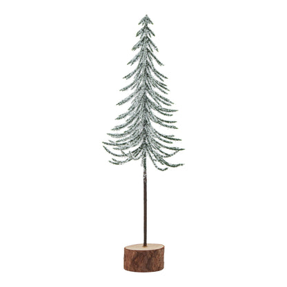 Small Snowy Spindle Tree In Wood Log - Christmas Room Decorations from the Quanta Home collection.