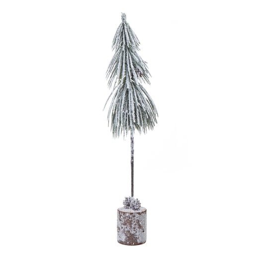 Small Snowy Tree In Wood Log - Christmas Room Decorations from the Quanta Home collection.