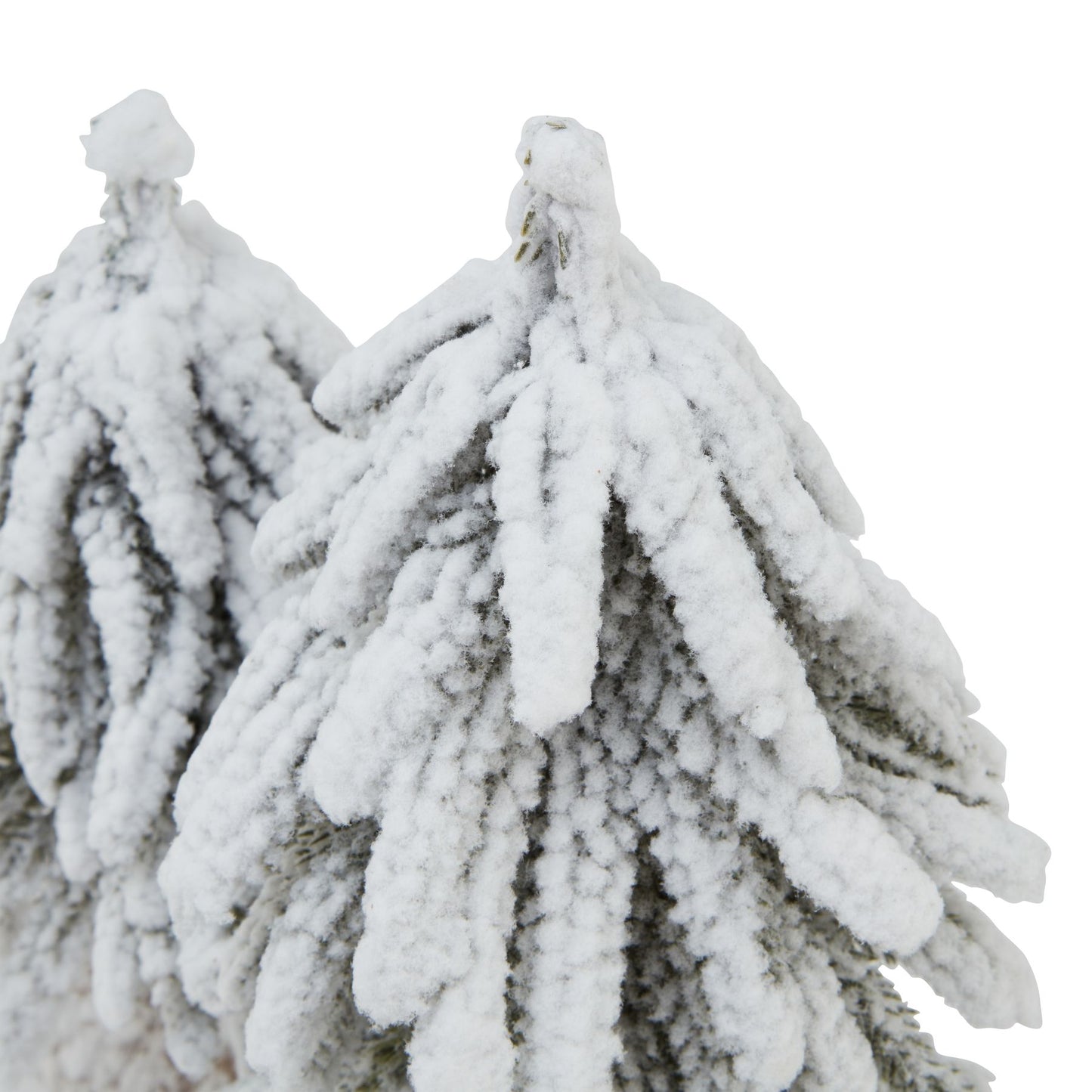 Small Snowy Fir Tree Duo On Wood Log - Christmas Room Decorations from the Quanta Home collection.
