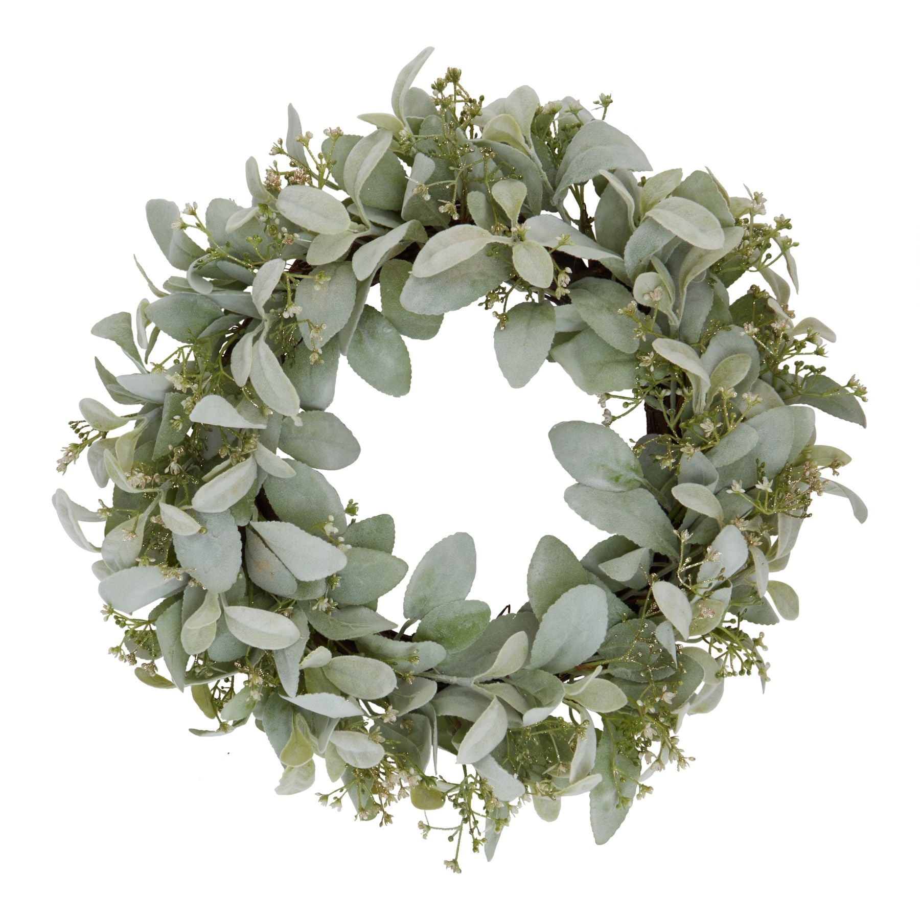 Winter Wreath With Lambs Ear And Wax Flower - Christmas Wreaths & Garlands from the Quanta Home collection.