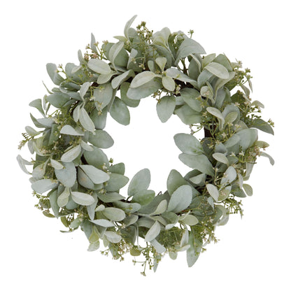 Winter Wreath With Lambs Ear And Wax Flower - Christmas Wreaths & Garlands from the Quanta Home collection.