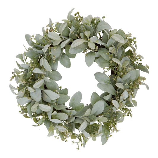 Winter Wreath With Lambs Ear And Wax Flower - Christmas Wreaths & Garlands from the Quanta Home collection.