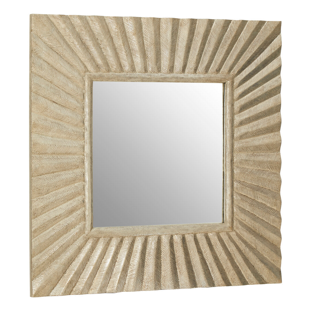Unity Square Wall Mirror with Textured Silver Frame