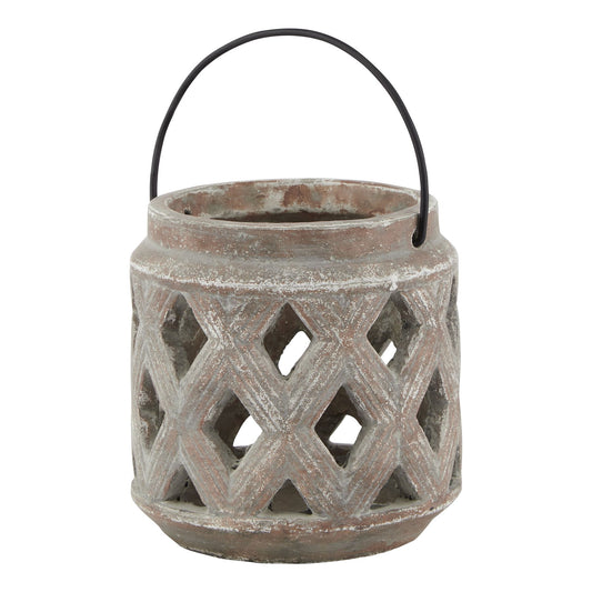 Siena Brown Lattice Lantern - Candle Holders from the Quanta Home collection.