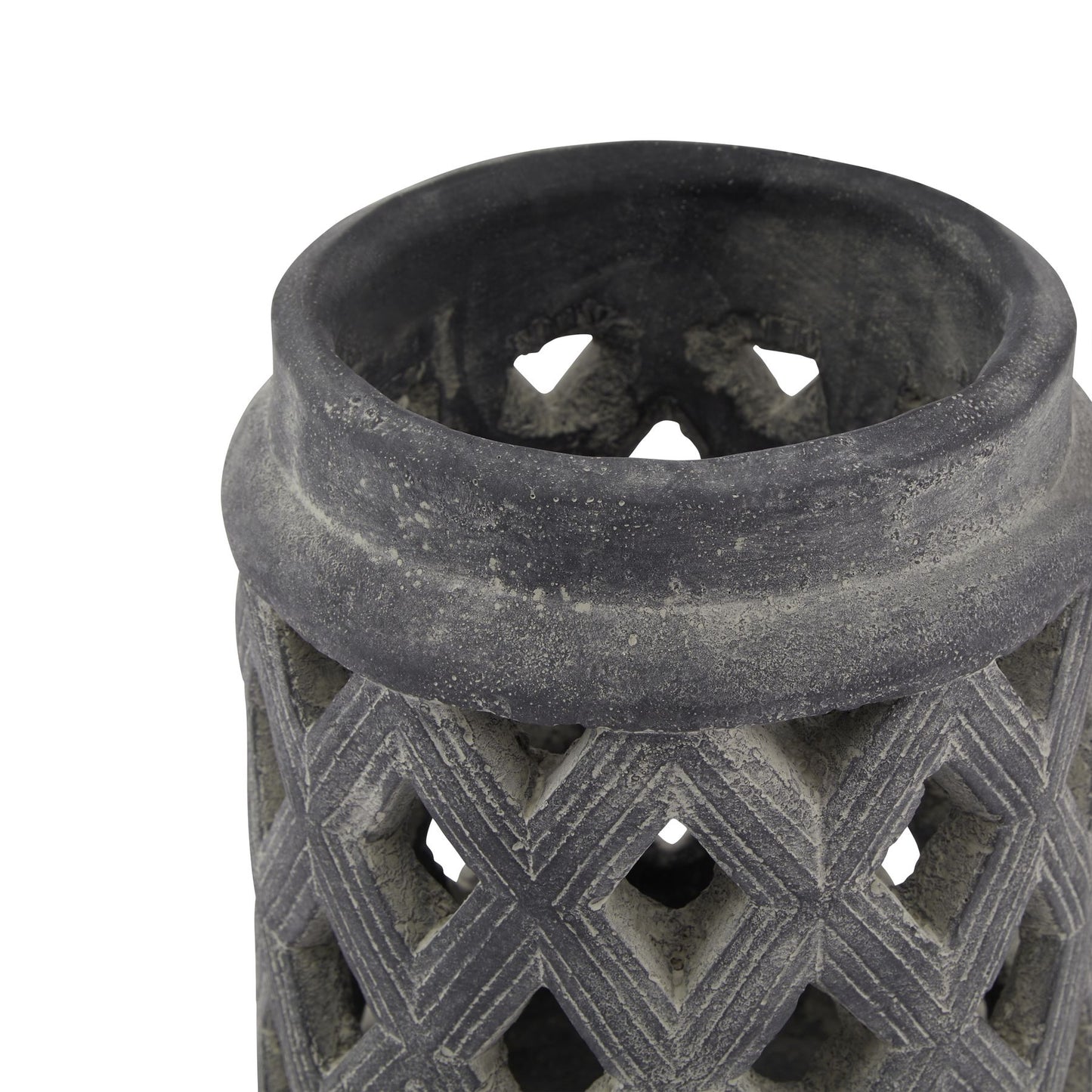 Amalfi Grey Large Lattice Lantern - Candle Holders from the Quanta Home collection.