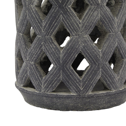 Amalfi Grey Large Lattice Lantern - Candle Holders from the Quanta Home collection.