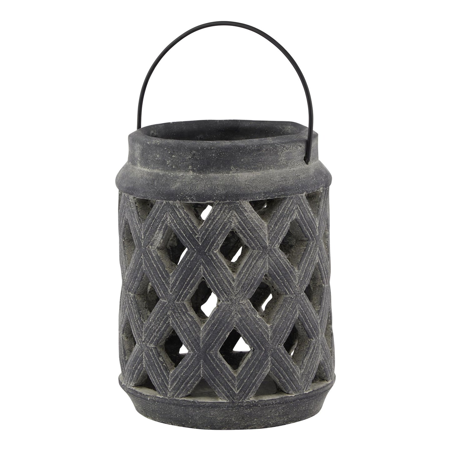 Amalfi Grey Large Lattice Lantern - Candle Holders from the Quanta Home collection.